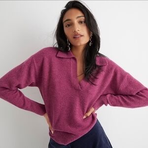 J.Crew Collared V-Neck Sweater in Supersoft Yarn BLUE